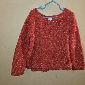 Cozy Red Textured Knit Sweater